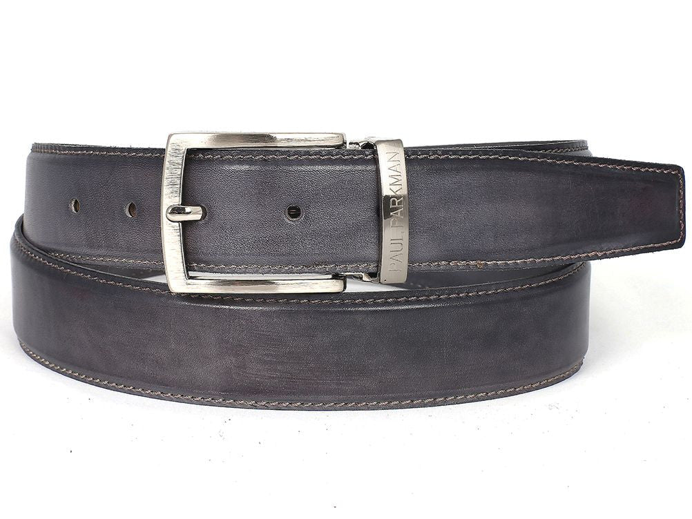 Original Paul Parkman® Men's Leather Belt Hand-Painted Gray (ID#B01-GRAY)