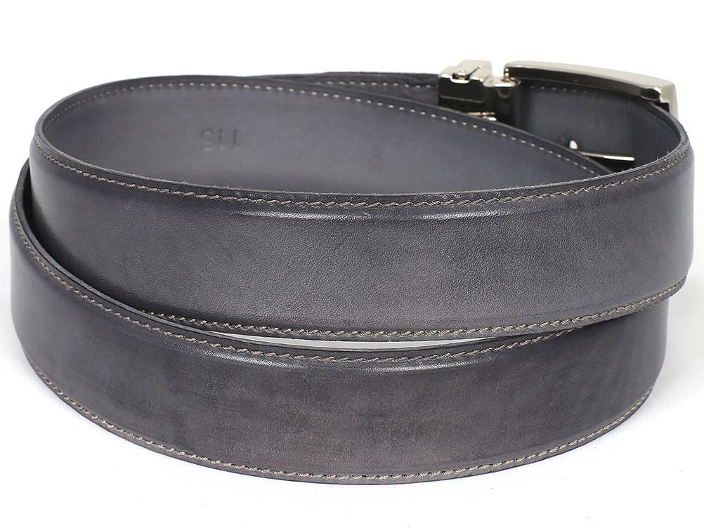 Original Paul Parkman® Men's Leather Belt Hand-Painted Gray (ID#B01-GRAY)