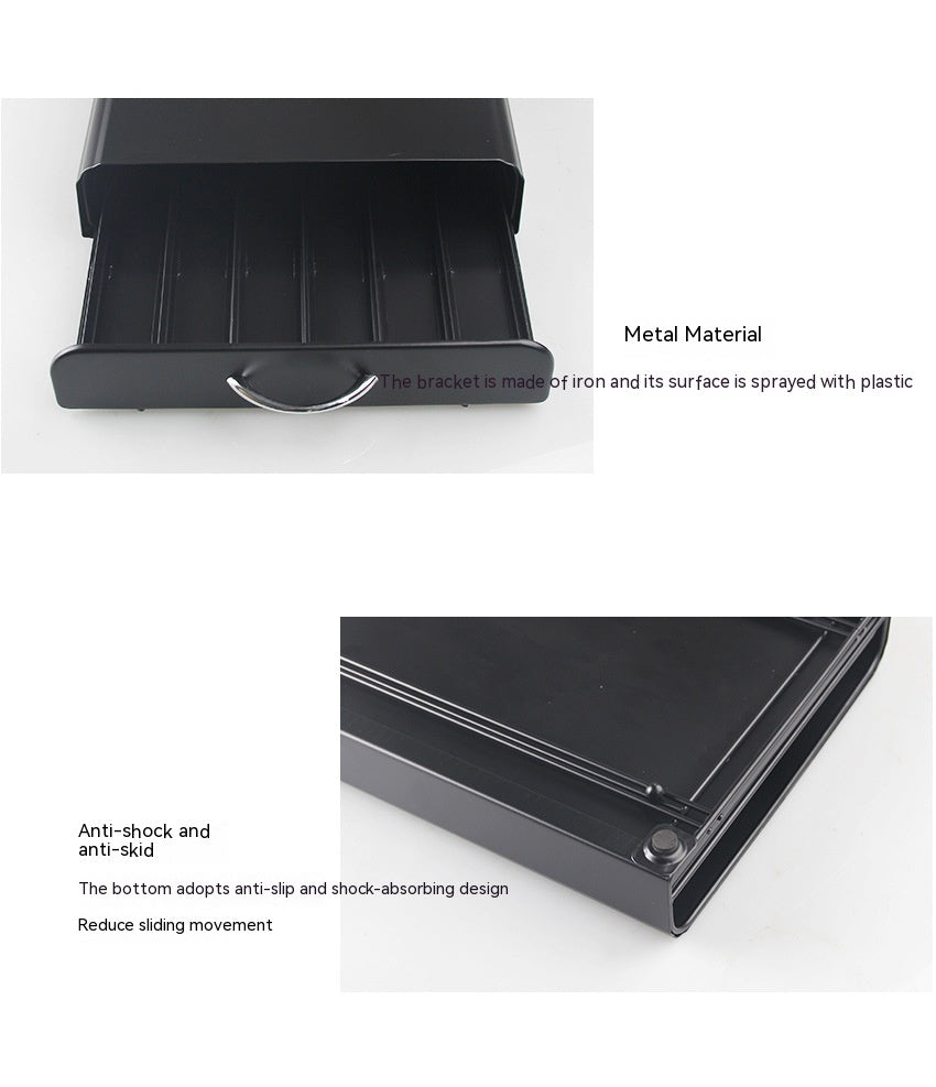 Carbon Steel Coffee Capsule Drawer – Sleek Storage for 60 Pods
