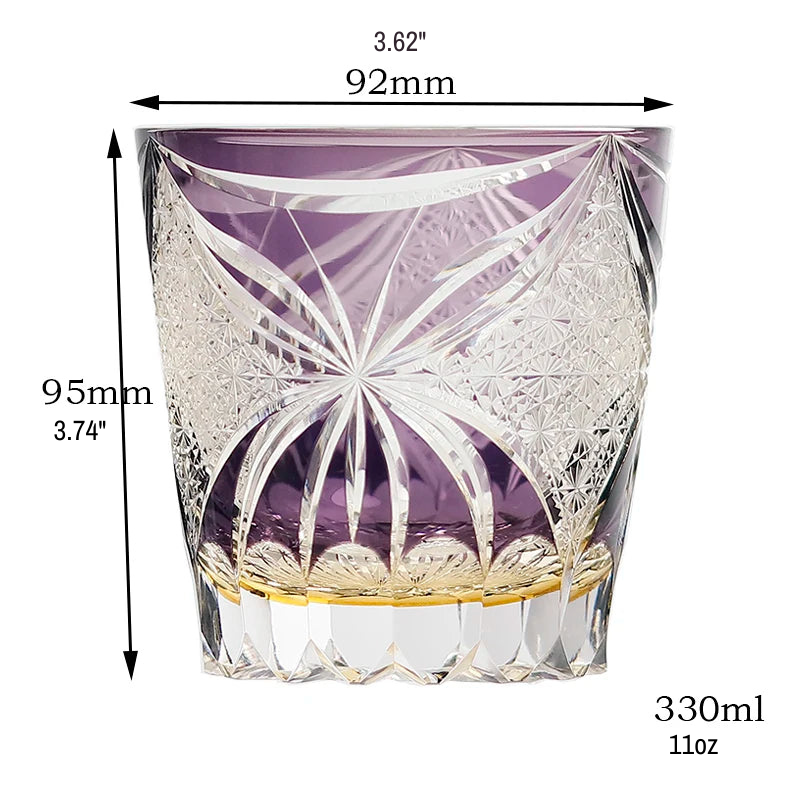 MGS Purple Butterfly Handmade Crystal Whiskey Glass