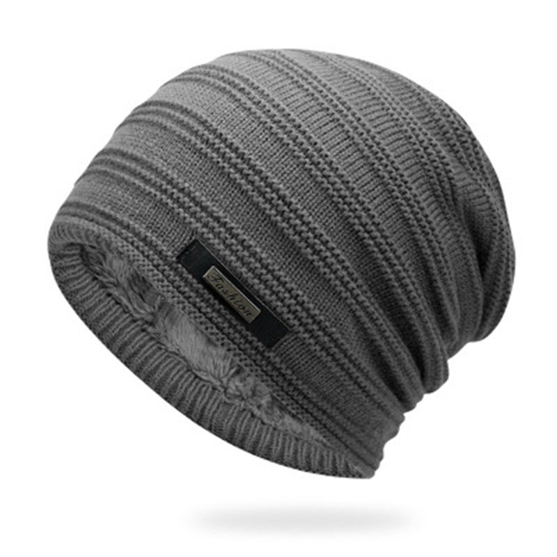 Men's Knitted Adult Wool Plus Velvet Padded Outdoor Warmth Cap