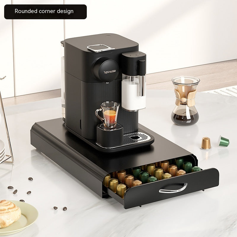 Carbon Steel Coffee Capsule Drawer – Sleek Storage for 60 Pods