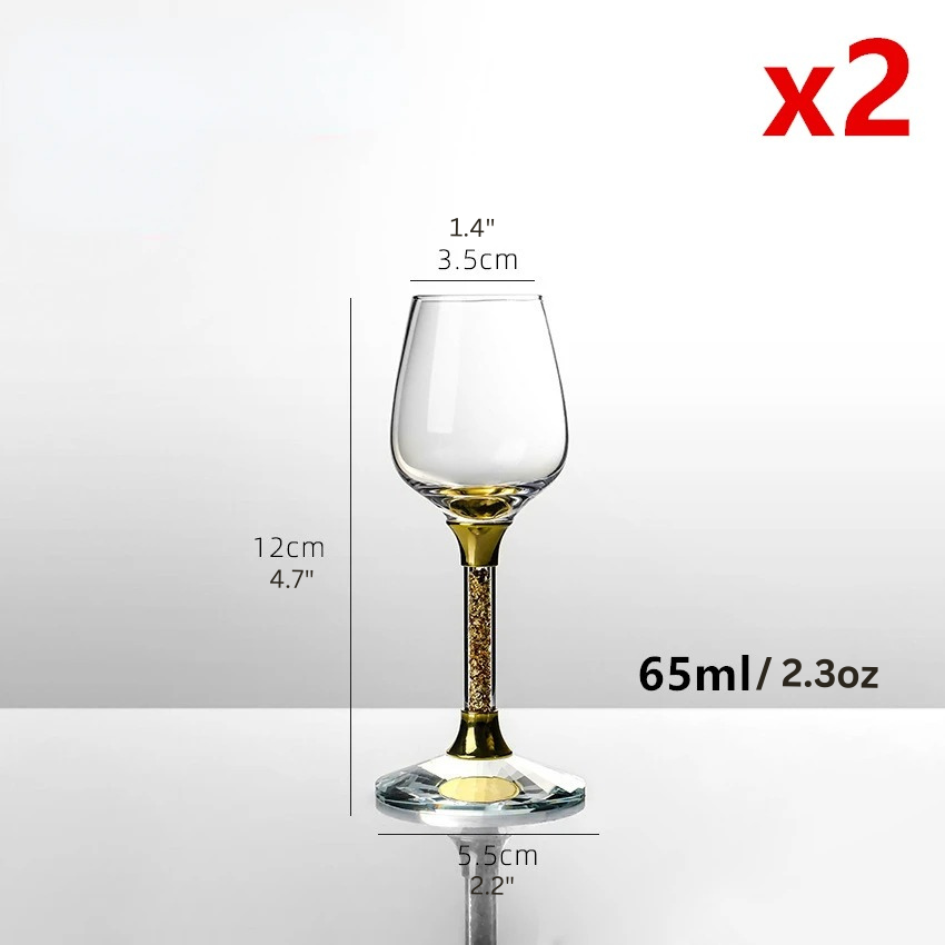 Diamond-Cut Crystal Shot Glass with Gold Foil – Luxury Liquor, Vodka, Wine, Baijiu, Sake, and Spirit Goblet