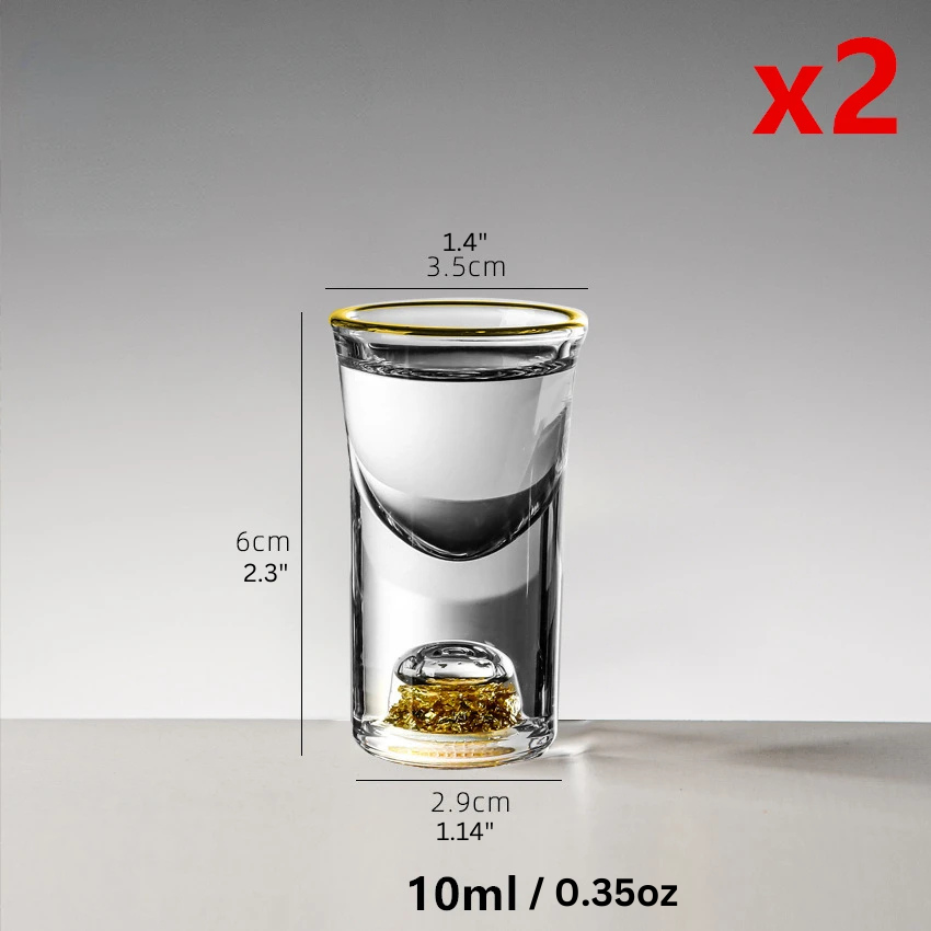 Diamond-Cut Crystal Shot Glass with Gold Foil – Luxury Liquor, Vodka, Wine, Baijiu, Sake, and Spirit Goblet