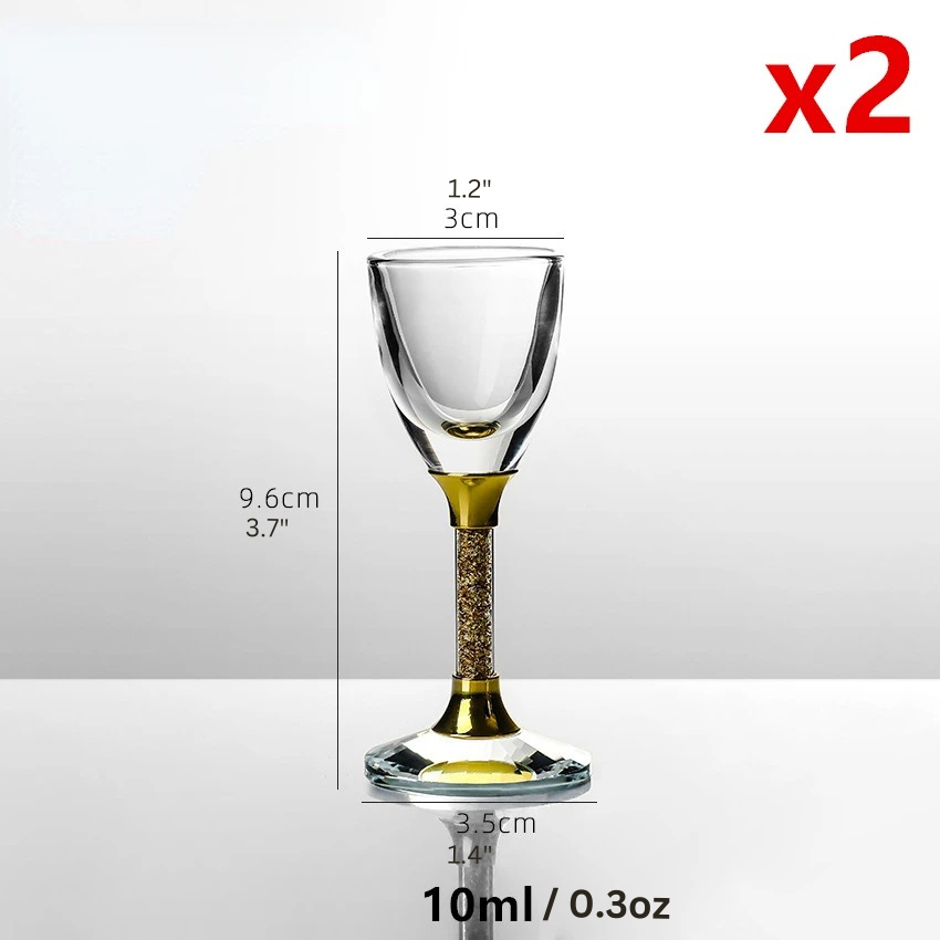 Diamond-Cut Crystal Shot Glass with Gold Foil – Luxury Liquor, Vodka, Wine, Baijiu, Sake, and Spirit Goblet