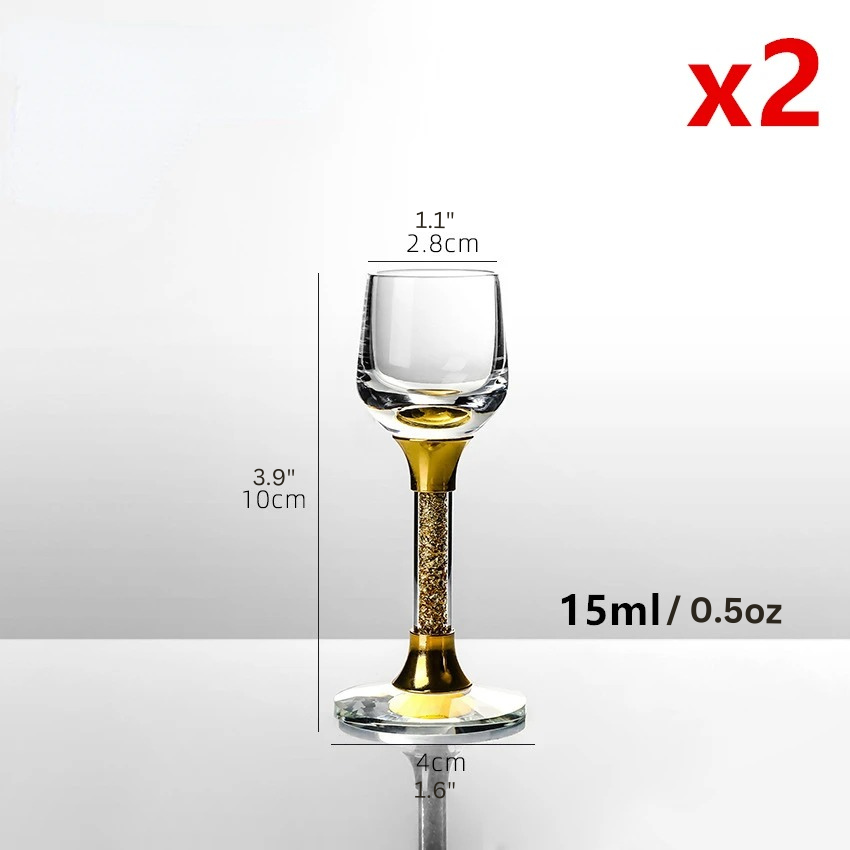 Diamond-Cut Crystal Shot Glass with Gold Foil – Luxury Liquor, Vodka, Wine, Baijiu, Sake, and Spirit Goblet
