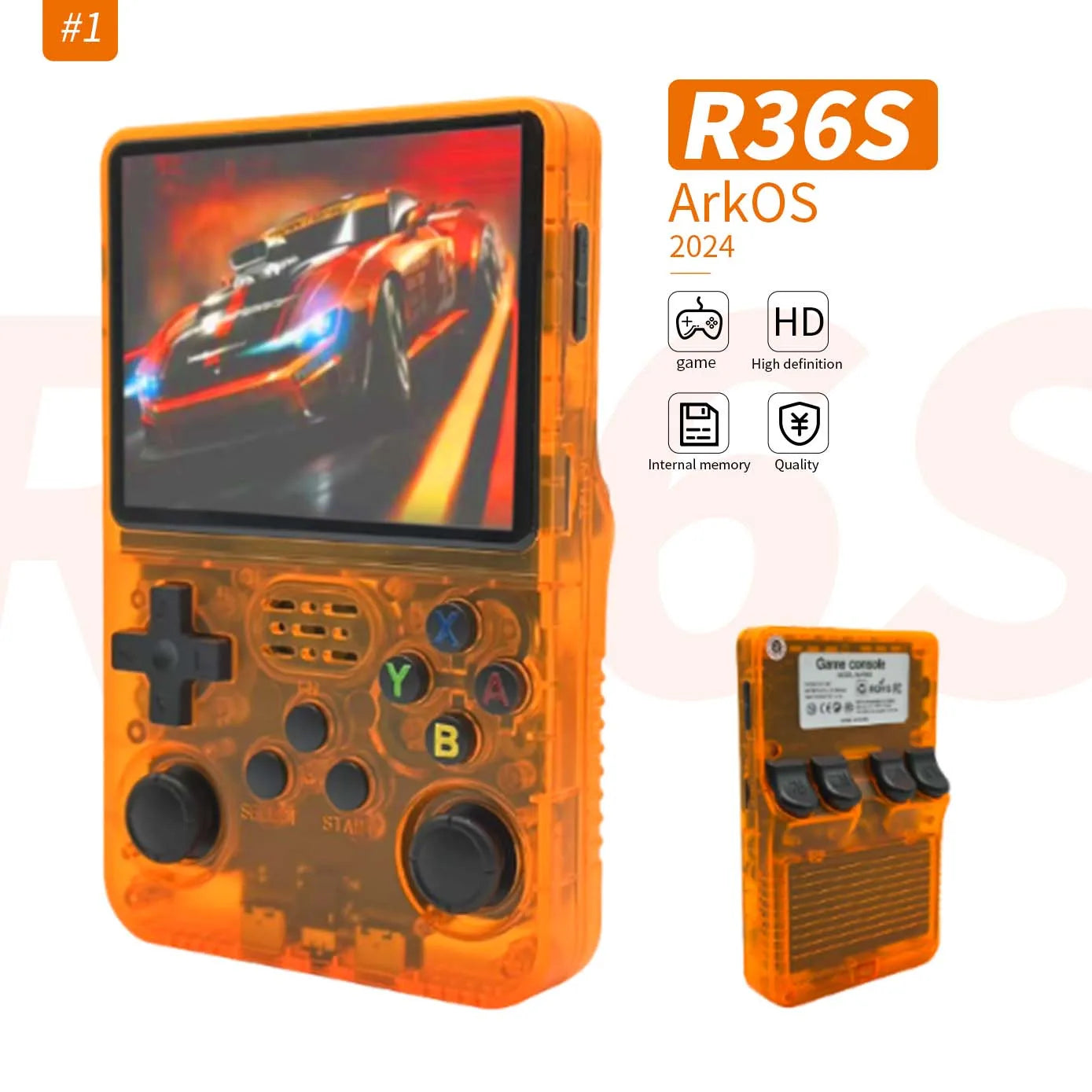 R36S Retro Handheld Game Console – 3.5" IPS Display, 64GB, 15,000+ Games