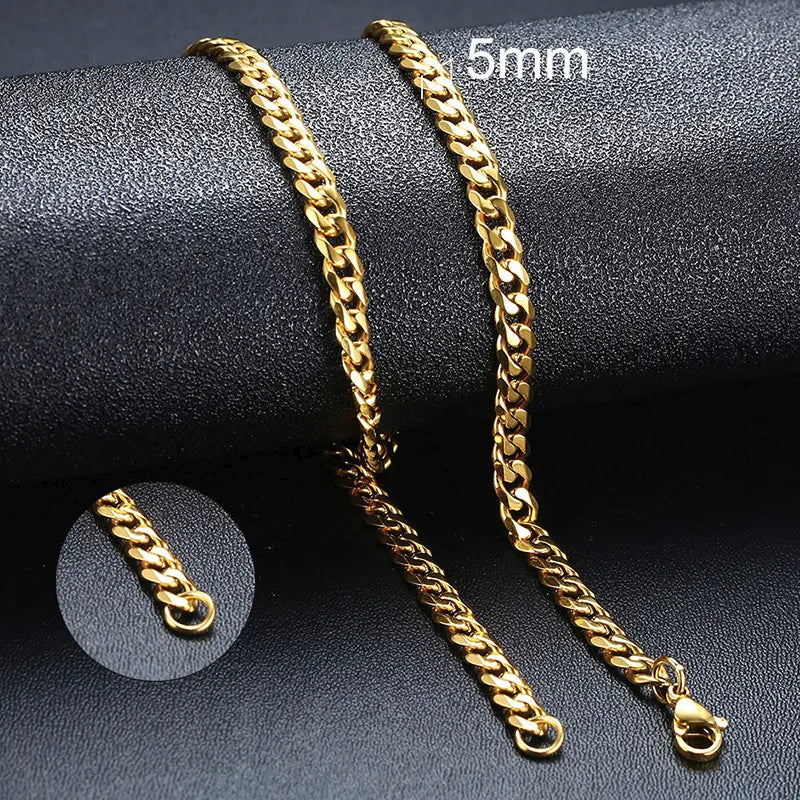 Vintage Gold Cuban Chain Necklace for Men: A Timeless Classic in Stainless Steel - Man Gifts Shop