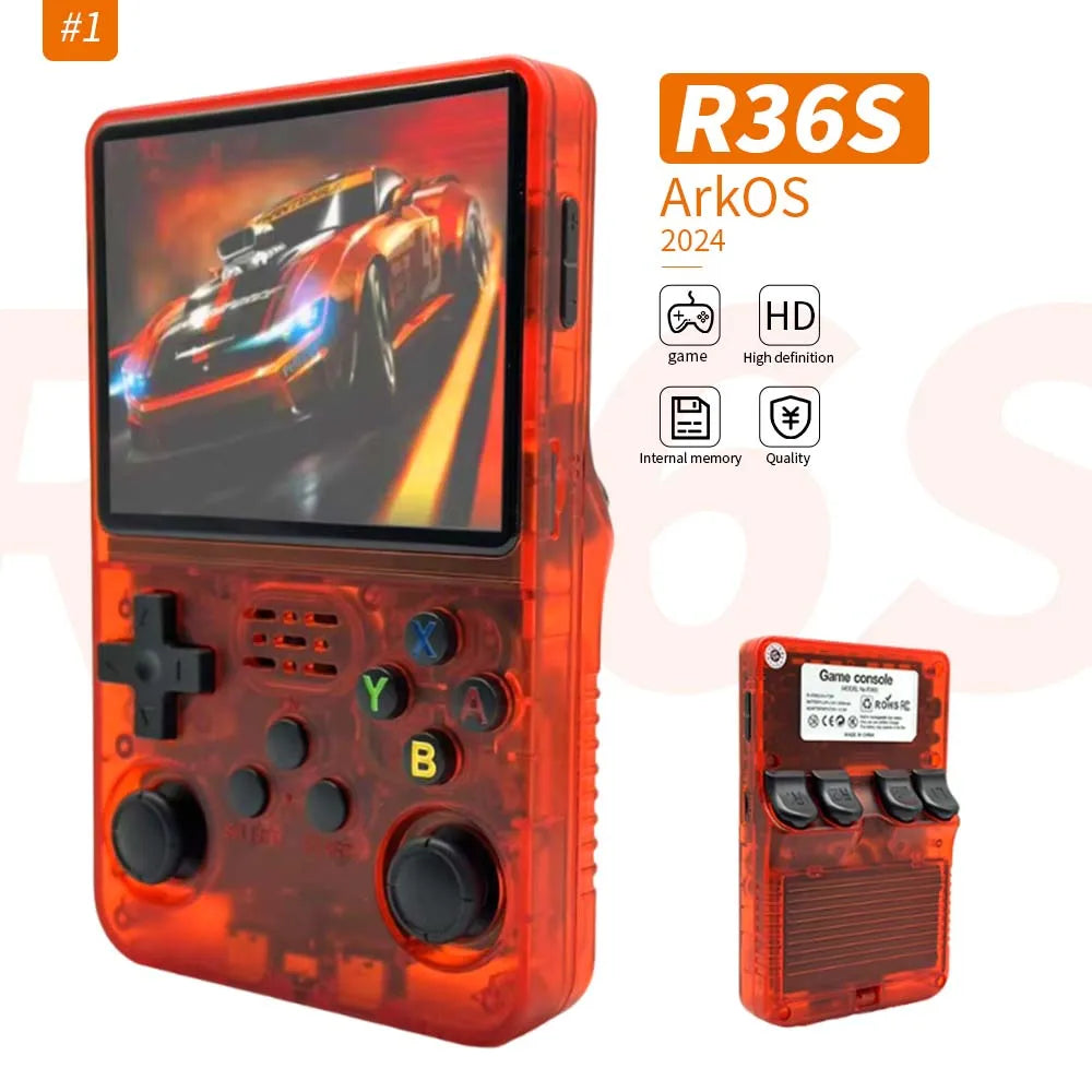 R36S Retro Handheld Game Console – 3.5" IPS Display, 64GB, 15,000+ Games