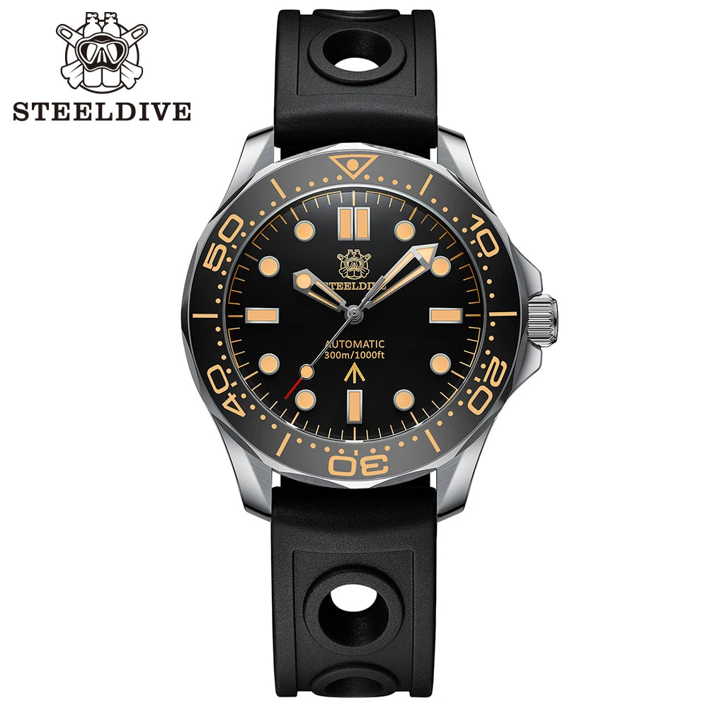 STEELDIVE SD1957 Automatic Dive Watch β 42mm Vintage Bezel, Green Luminous, Sapphire Glass, 200M Waterproof