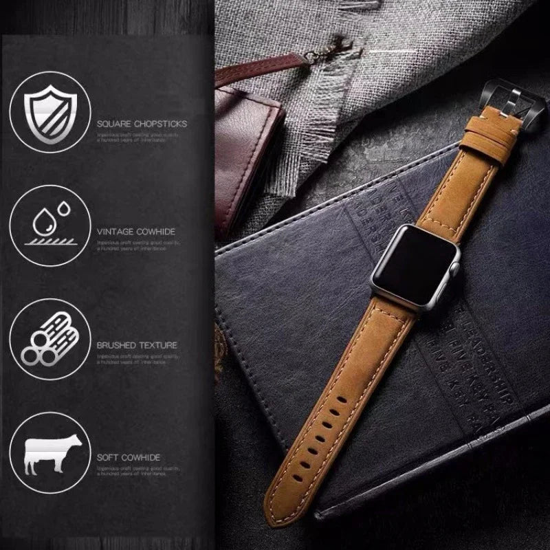 High Quality Stiched Leather Strap Band For Apple Watch
