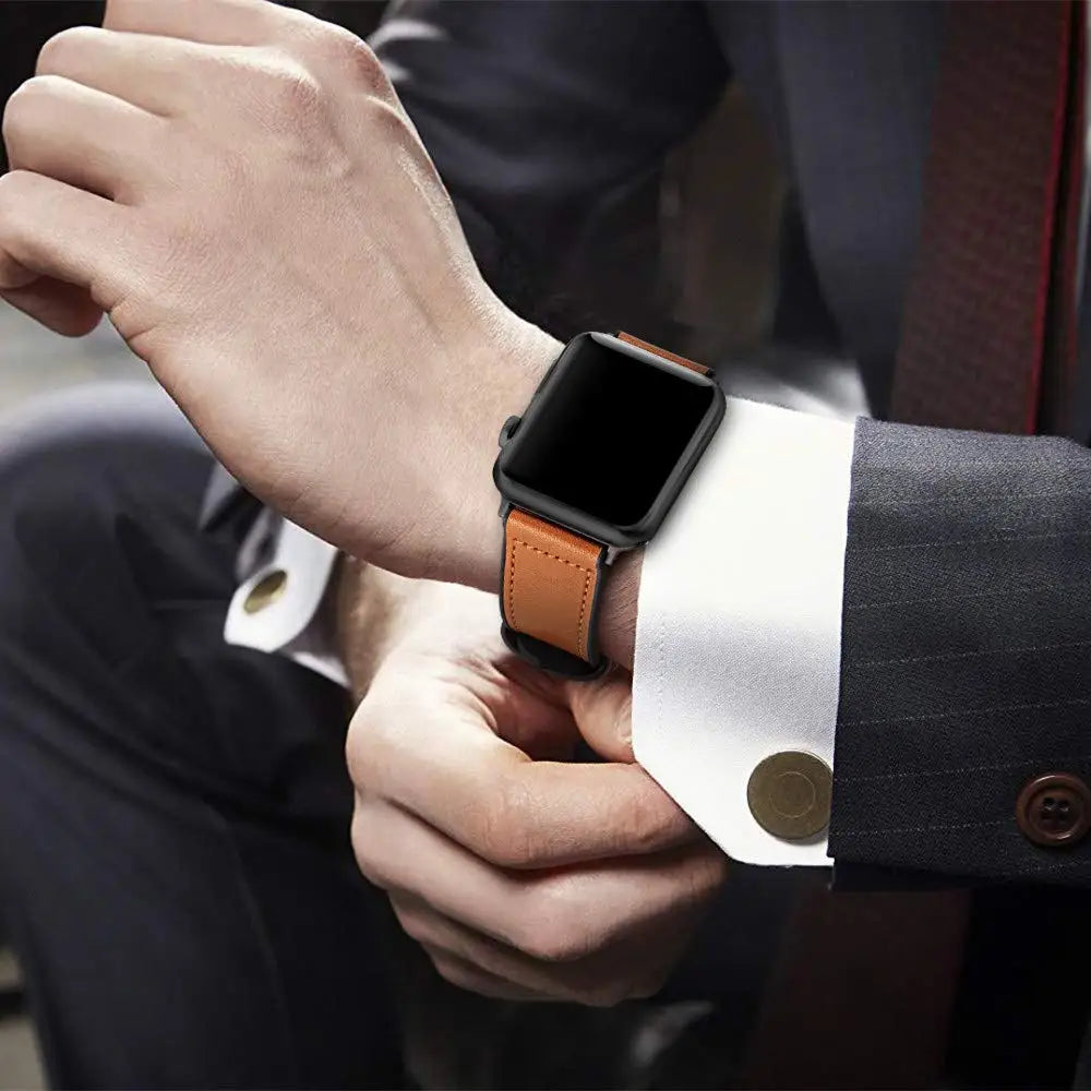 Hybrid Leather & Silicone Strap for Apple Watch – Stylish, Durable & Sweatproof