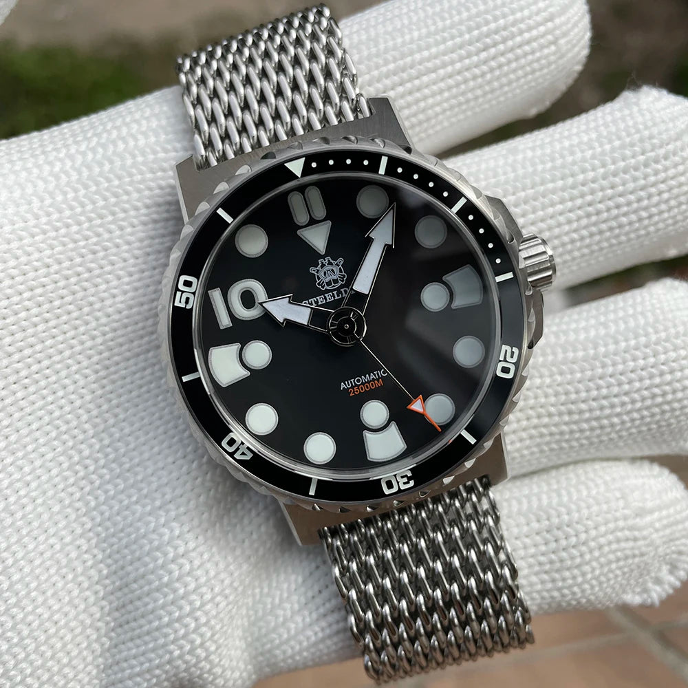 STEELDIVE SD1982 BGW9 Men's Dive Watch – 46.5mm, 25,000M Waterproof, Sapphire Glass & Ceramic Bezel