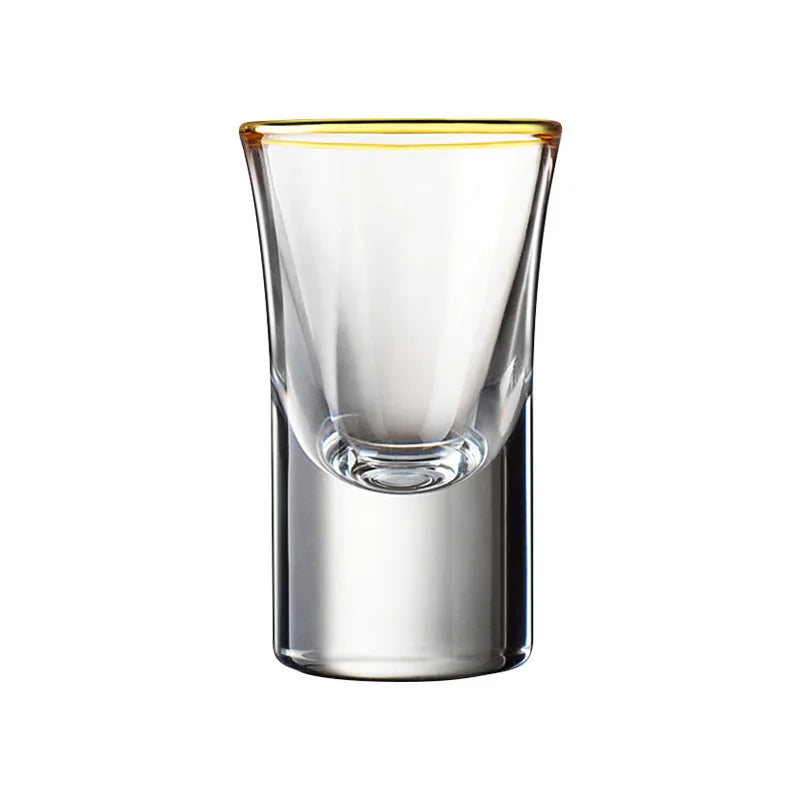 6-Piece Gold Rim Shot Glass Set β Elegant Glass Cups for Spirits & Baijiu