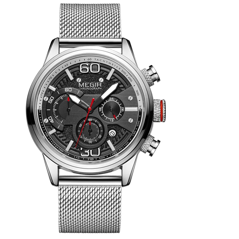 Original MEGIR Quartz Watch Mesh Strap Waterproof - Man Gifts Shop