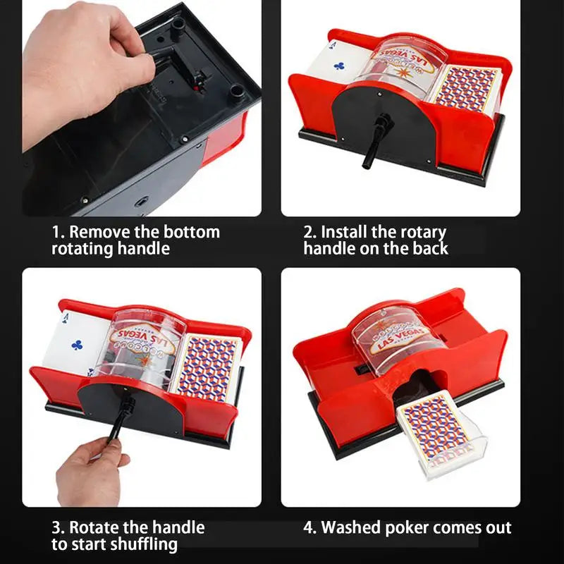 Manual Card Shuffler for 2 Decks – Easy Hand Cranked Casino-Grade Poker Shuffle Machine