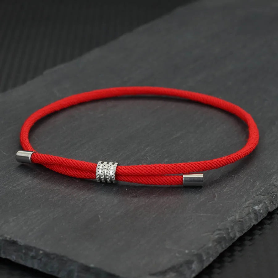 Stylish 3mm Thin Rope Bracelet for Men & Women – Grade A Lucky Red Thread with Unfading Stainless Steel Charm – Friendship Bracelet Gift