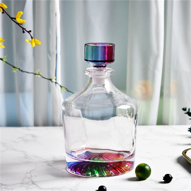 Neon Crystal Whiskey Decanter & Glass Set (4 pcs) – LED Glowing Bar Drinkware for Wine, Cocktails & Spirits