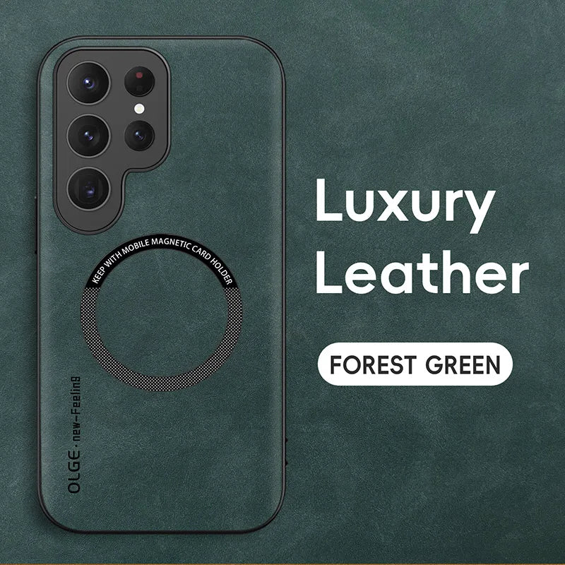 Luxury Leather Magnetic Case for Samsung Galaxy S20 S21 S24 S23 S22 Ultra FE Note10 Note20 Plus Magsafe Wireless Charge Cover