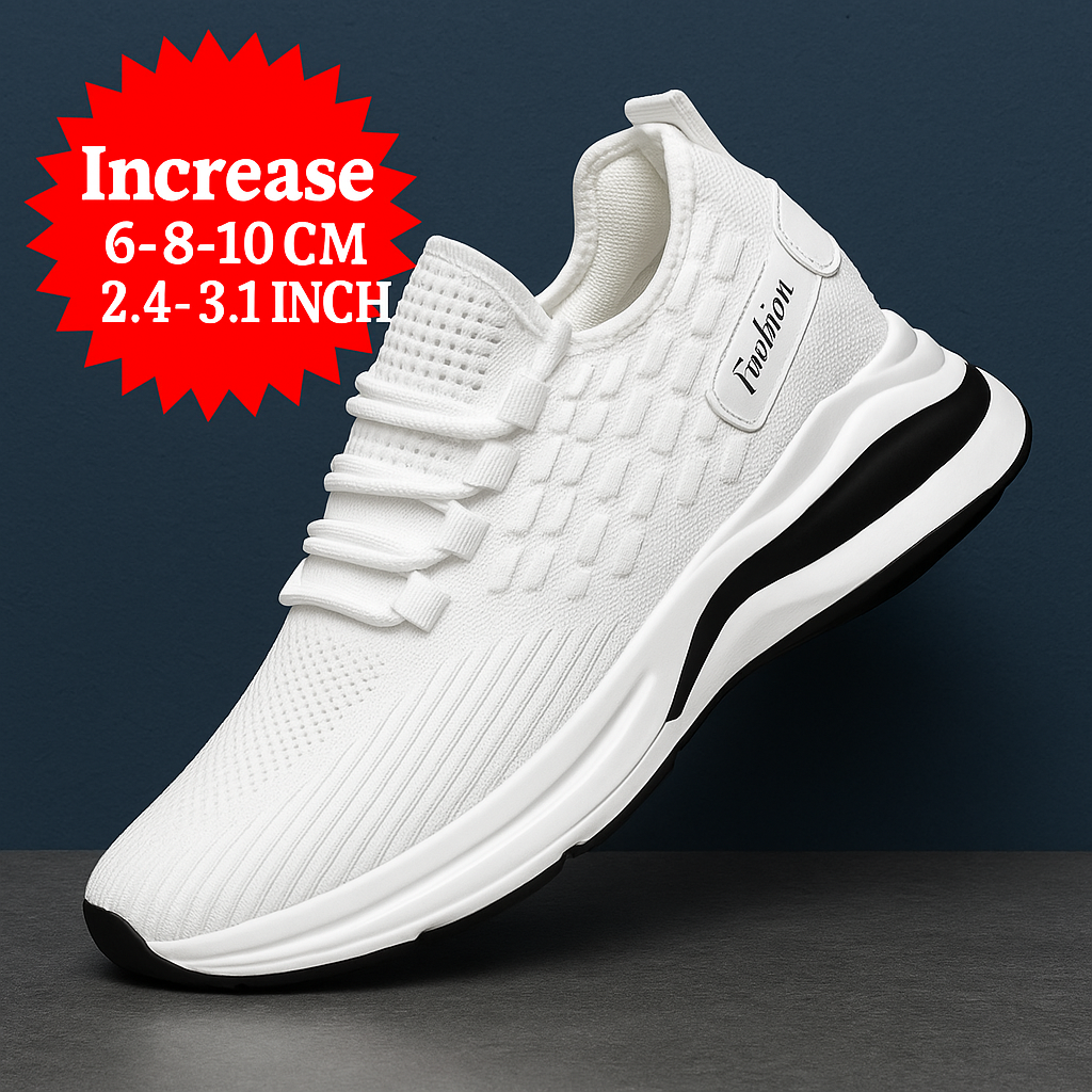 Men's Height Increasing Sneakers – 8cm Elevator Shoes with Breathable Mesh, Casual Sport Style for Taller Look
