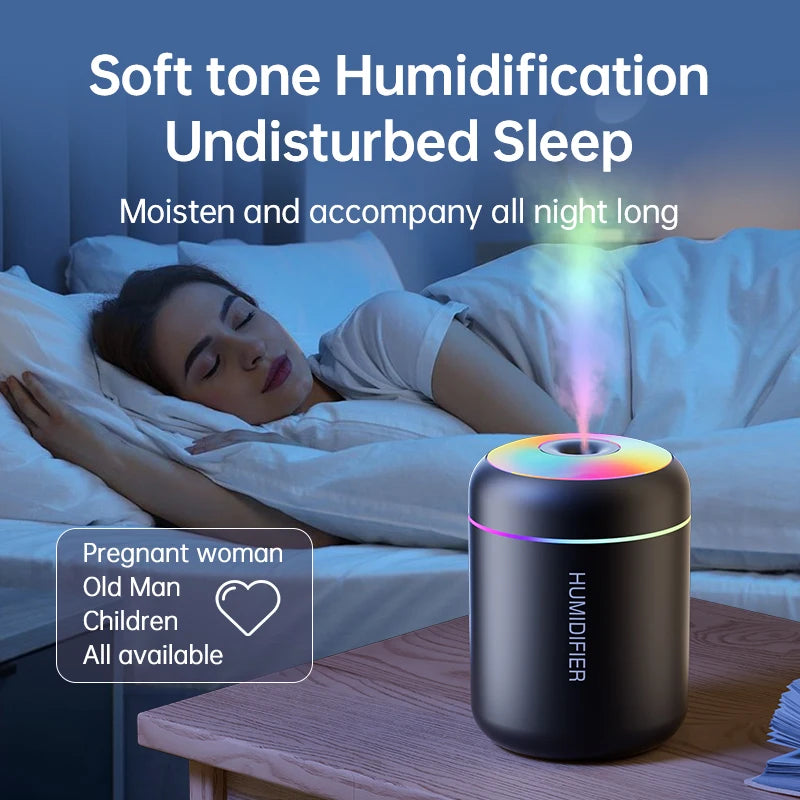 Mini 180ML USB Air Humidifier – Quiet Mist Diffuser with LED Lights