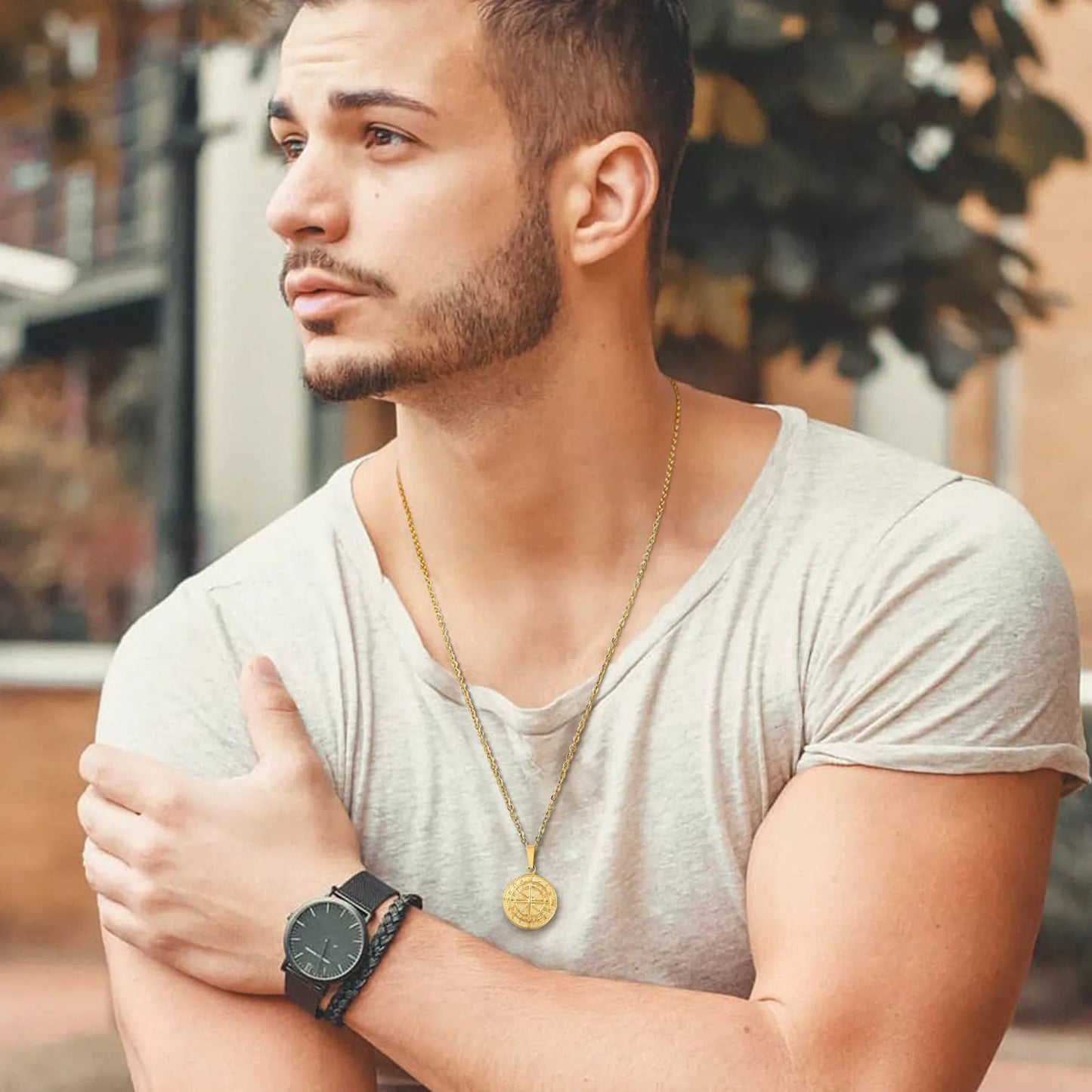 Discover Our MGS Stylish Layered Compass Necklaces for Men - Man Gifts Shop