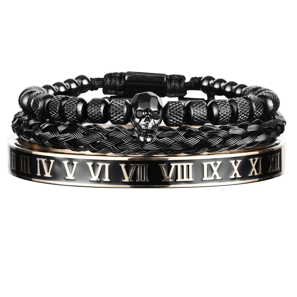 Chic Stainless Steel Rome Luxury Skull Bracelet - Man Gifts Shop