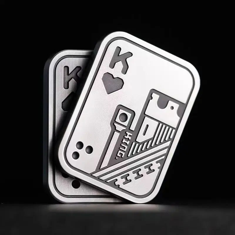 Metal Card Fidget Slider – Stress Relief EDC Push Toy for Adults, Poker & Spin Top Gift
