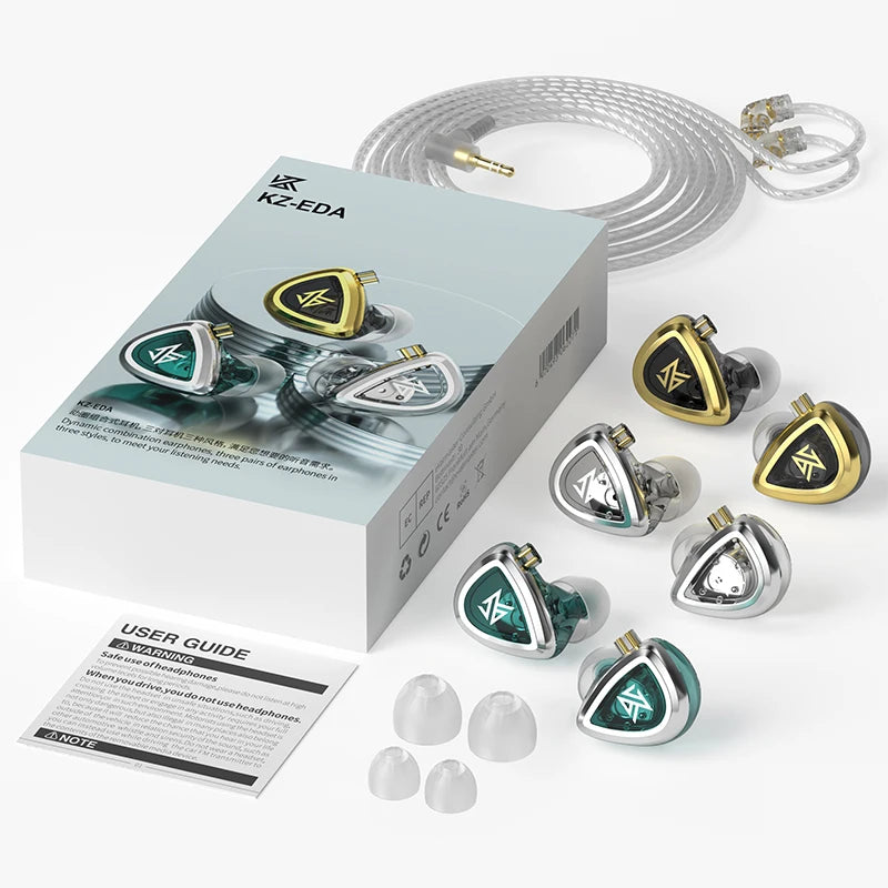 KZ EDA Bass/Balanced/Hi-Res Earbuds In-Ear Earphones - 3 Pair