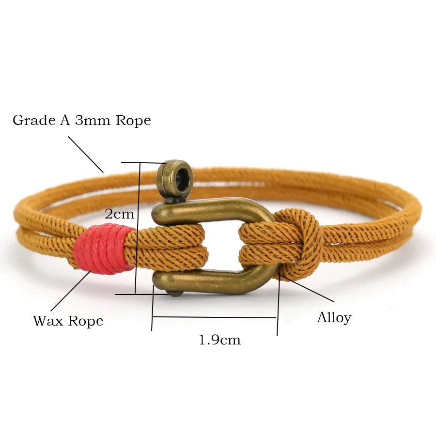 Men's Retro Cord Chain Bracelet – Motorcycle Style with Detachable Buckle