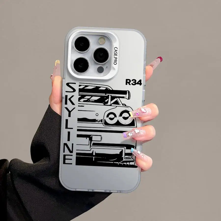JDM Dream Car Matte Silicone Case for iPhone 16 Pro, 15 Pro Max, 14, 14 Pro, 14 Pro Max, 16 Plus, XS – Style Meets Street Performance