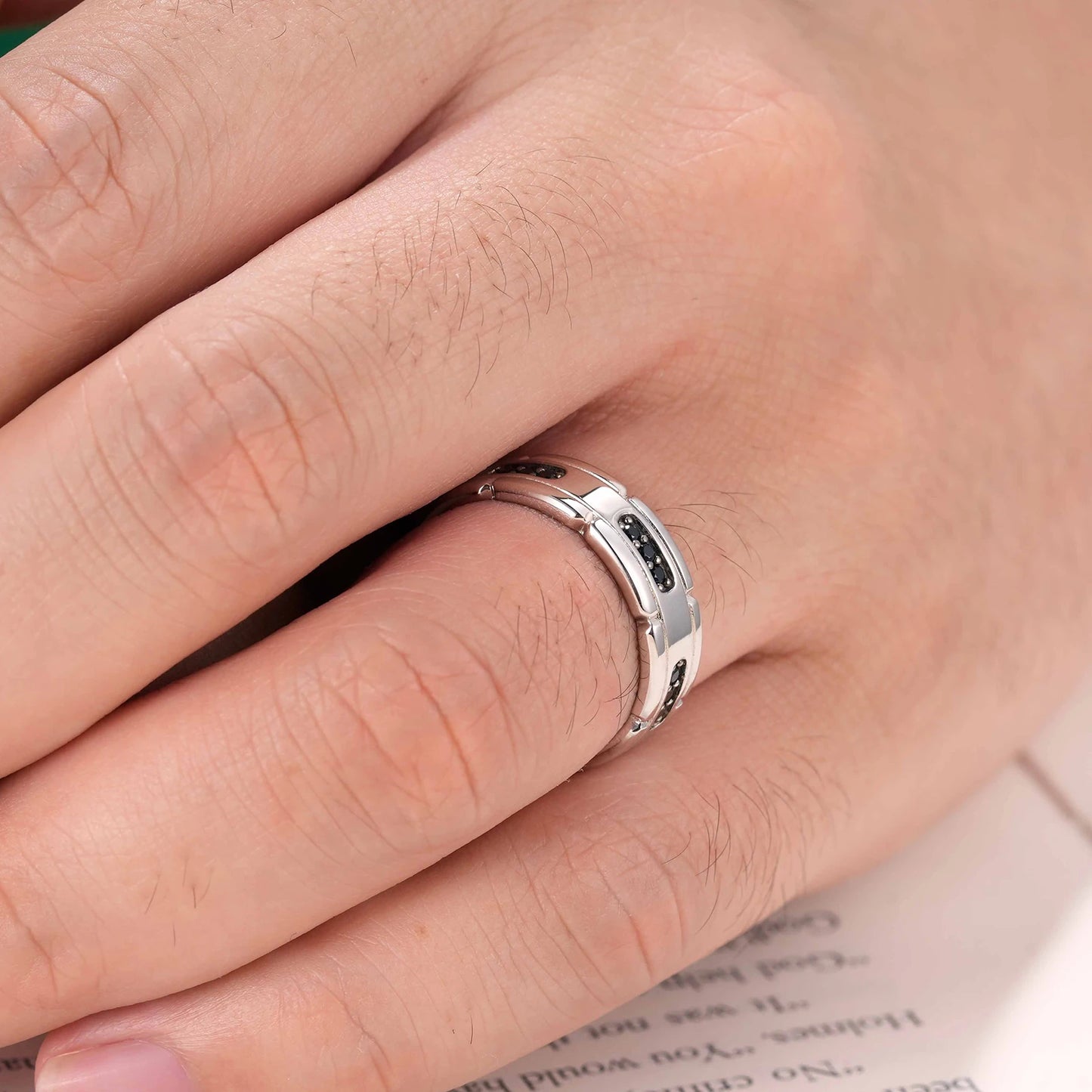 Original 925 Sterling Silver Rings for Men Black Spinel - Man Gifts Shop