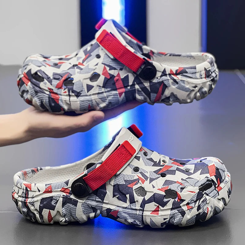 Men's Camouflage Clogs – Waterproof Garden Shoes, Lightweight Slip-On Sandals, Outdoor & Home Comfort Slippers