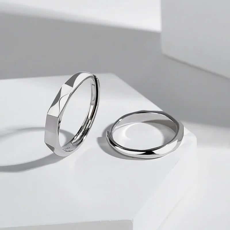 MGS 925 Sterling Silver Projection Adjustable Ring for Her Him