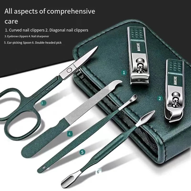 Premium 6-Piece Stainless Steel Nail Scissors & Clippers Set – Portable & Stylish