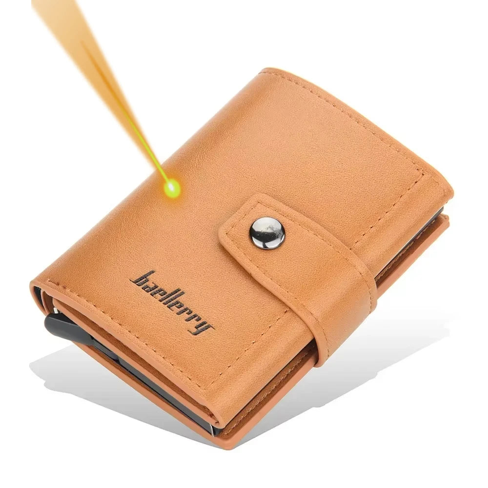 Cartera de cuero personalizada con bloqueo RFID para hombre