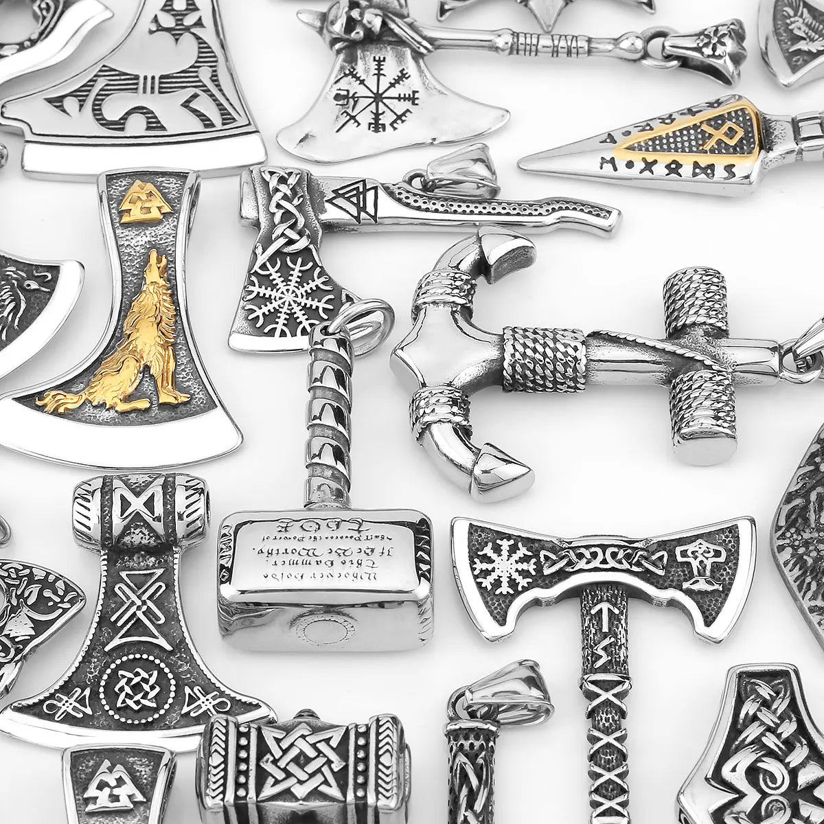 Forge Your Bold Viking Style with Stainless Steel Viking Axe Necklace - Valknut Pendant for Men - Man Gifts Shop