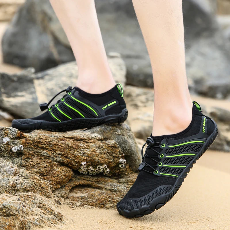 Men's Barefoot Cross-Trainer Shoes – Minimalist Zero Drop Sole, Wide Toe Box, Upstream Water Shoes for Beach & Swimming