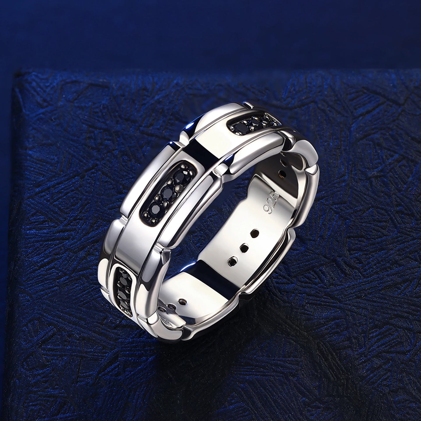 Original 925 Sterling Silver Rings for Men Black Spinel - Man Gifts Shop