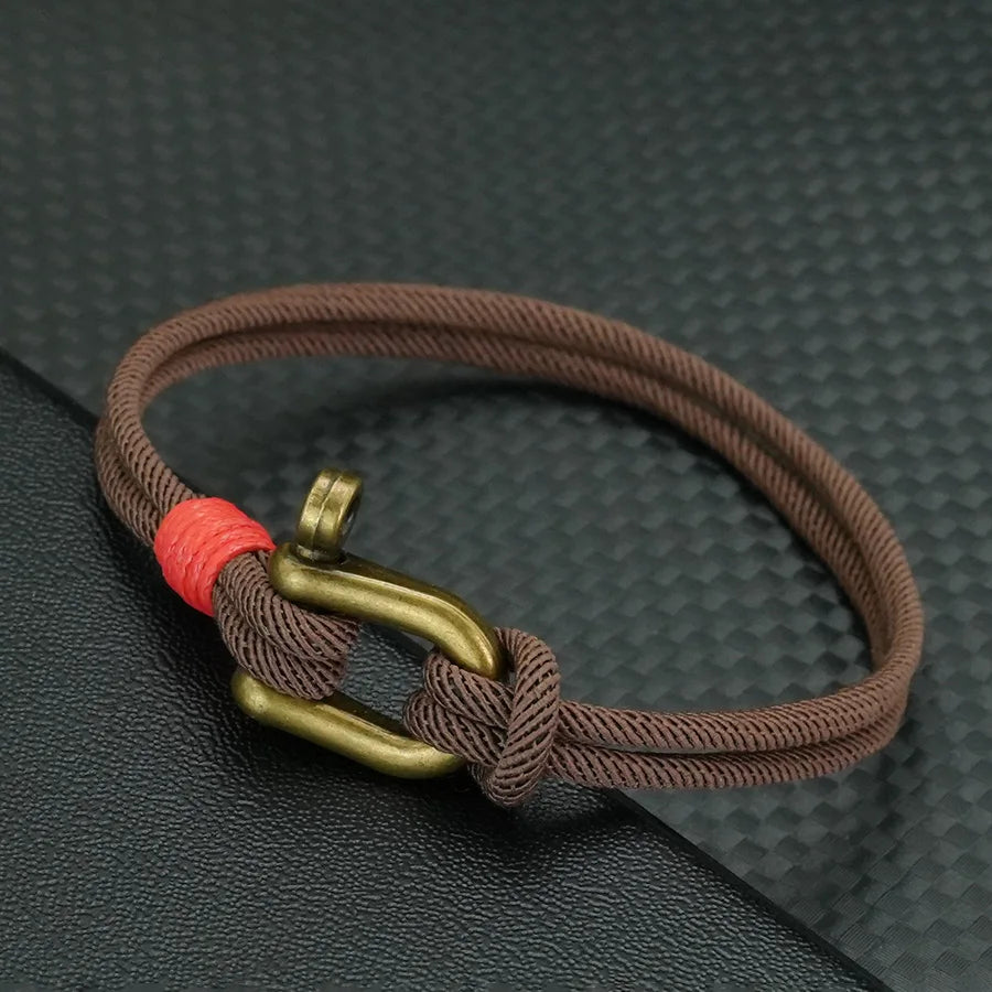 Men's Retro Cord Chain Bracelet – Motorcycle Style with Detachable Buckle