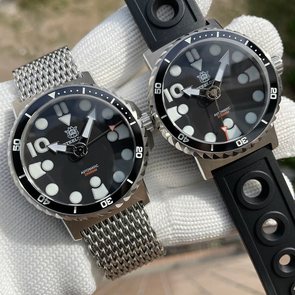 STEELDIVE SD1982 BGW9 Men's Dive Watch – 46.5mm, 25,000M Waterproof, Sapphire Glass & Ceramic Bezel
