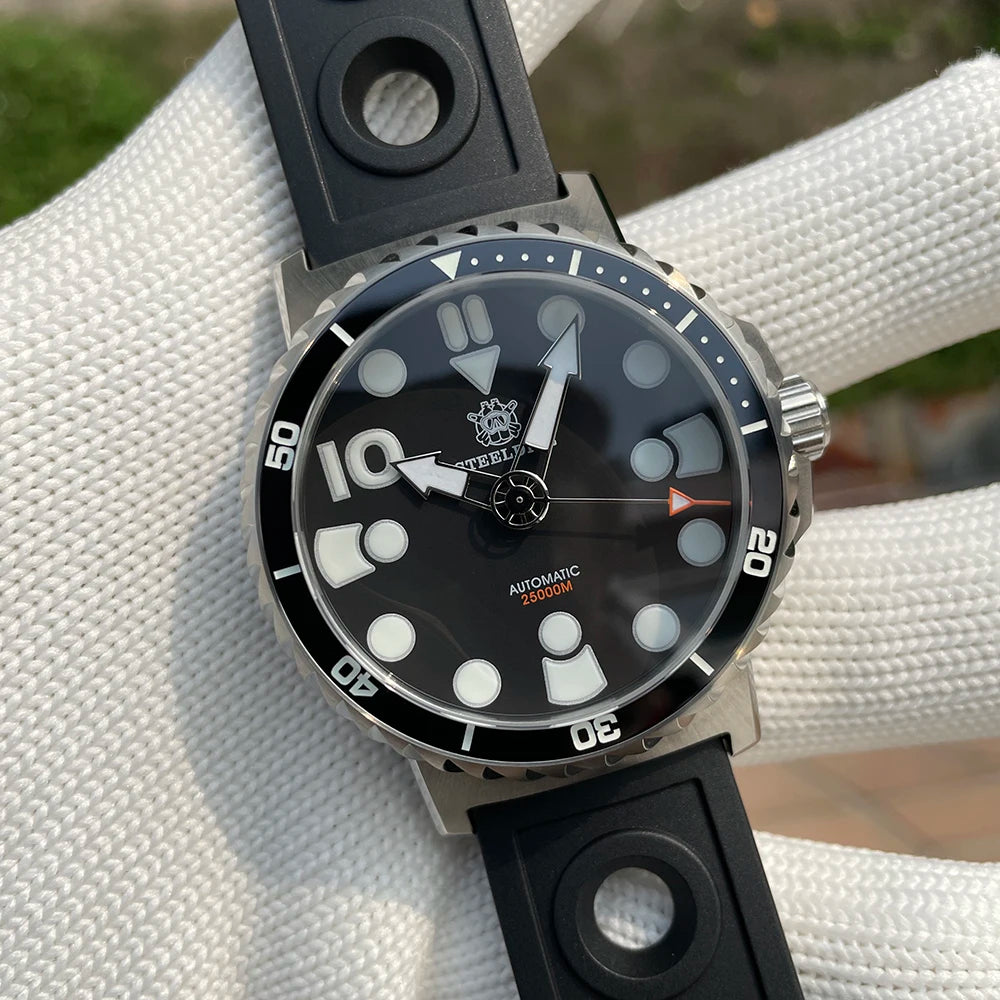 STEELDIVE SD1982 BGW9 Men's Dive Watch – 46.5mm, 25,000M Waterproof, Sapphire Glass & Ceramic Bezel