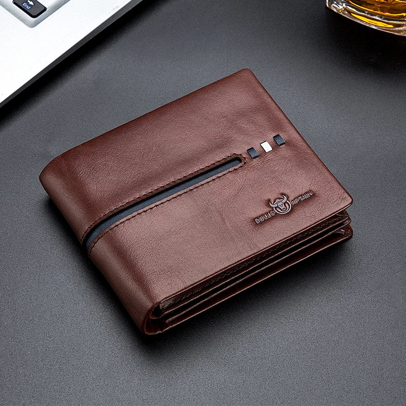 Cartera original BULLCAPTAIN de piel auténtica para hombre, cartera de negocios de diseño de marca.