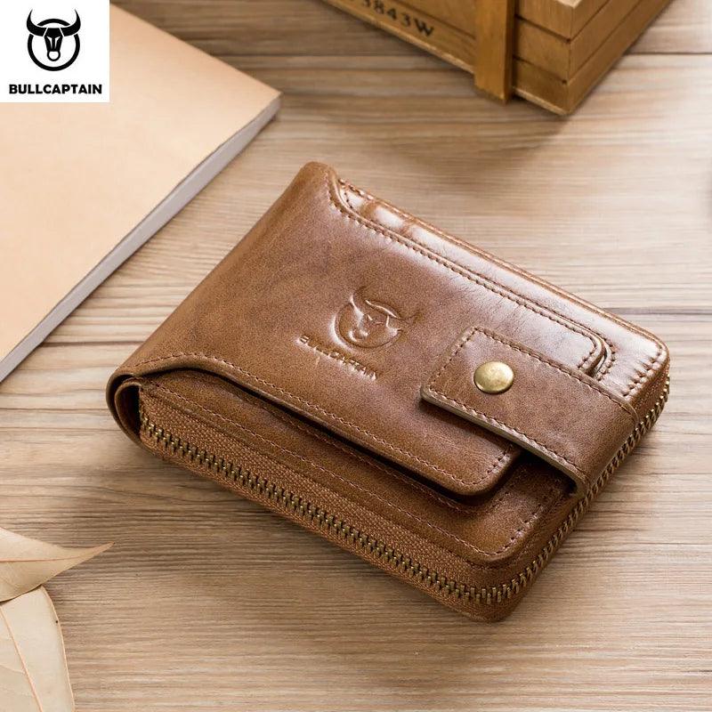 Cartera original BULLCAPTAIN de piel auténtica con RFID para hombre: fina, segura y elegante.