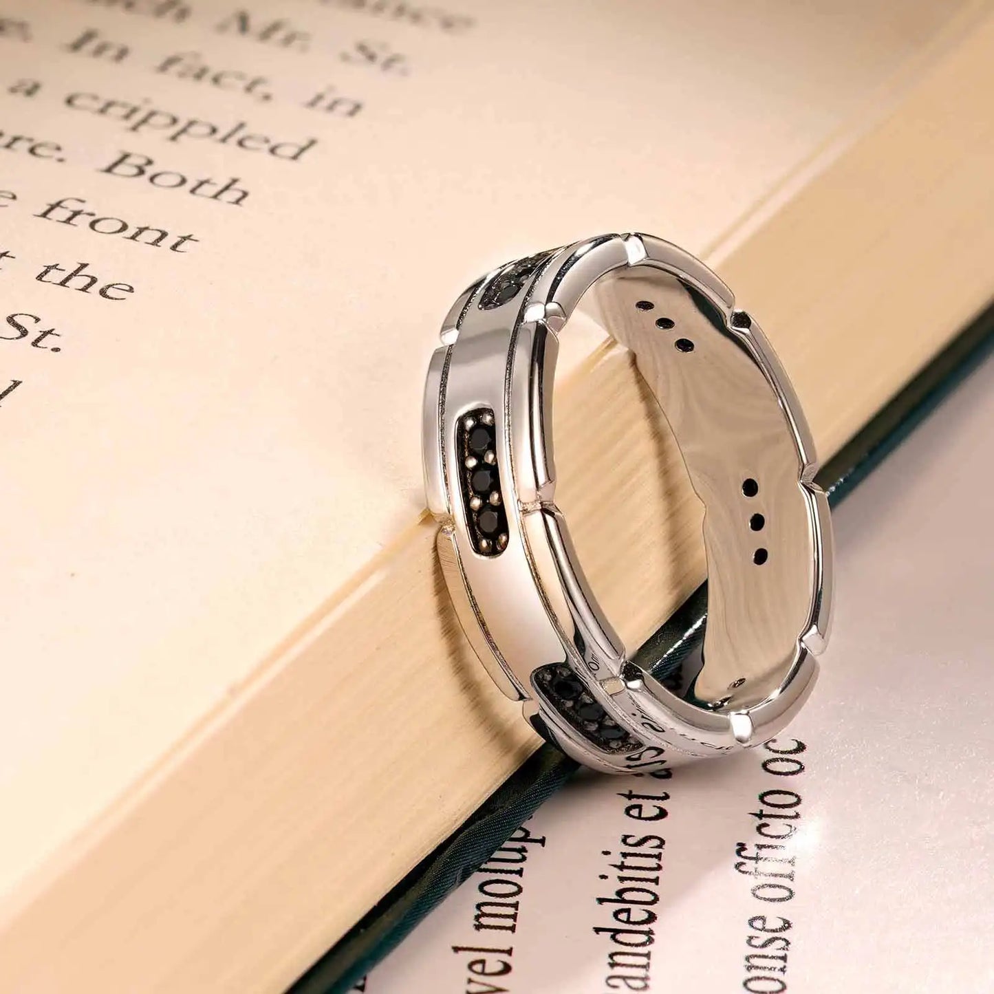 Original 925 Sterling Silver Rings for Men Black Spinel - Man Gifts Shop