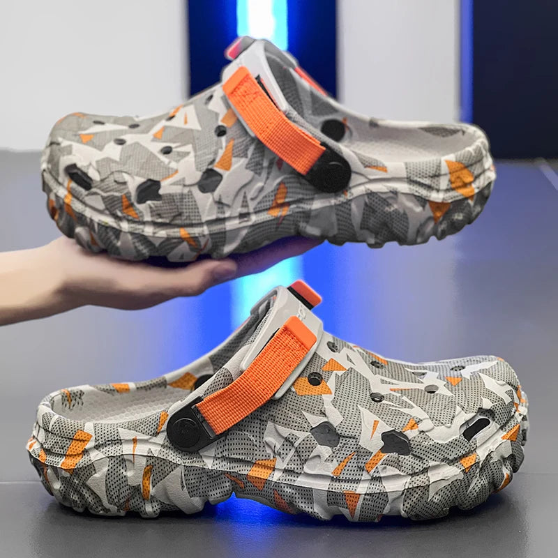 Men's Camouflage Clogs – Waterproof Garden Shoes, Lightweight Slip-On Sandals, Outdoor & Home Comfort Slippers