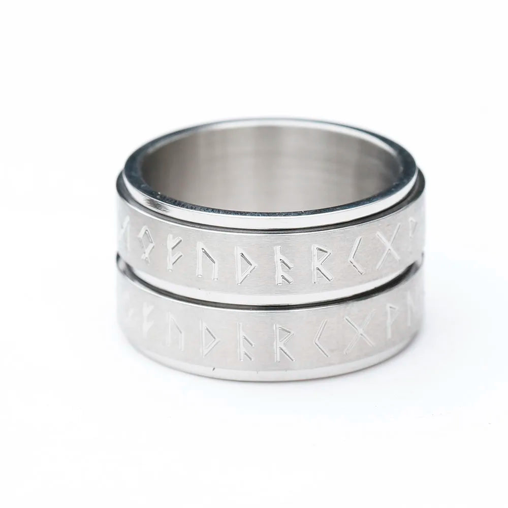 Embrace Connection: Rotatable Viking Rune Ring - 316L Stainless Steel Odin Letter Rings for Couples - Simple Yet Powerful Amulet Jewelry - Man Gifts Shop