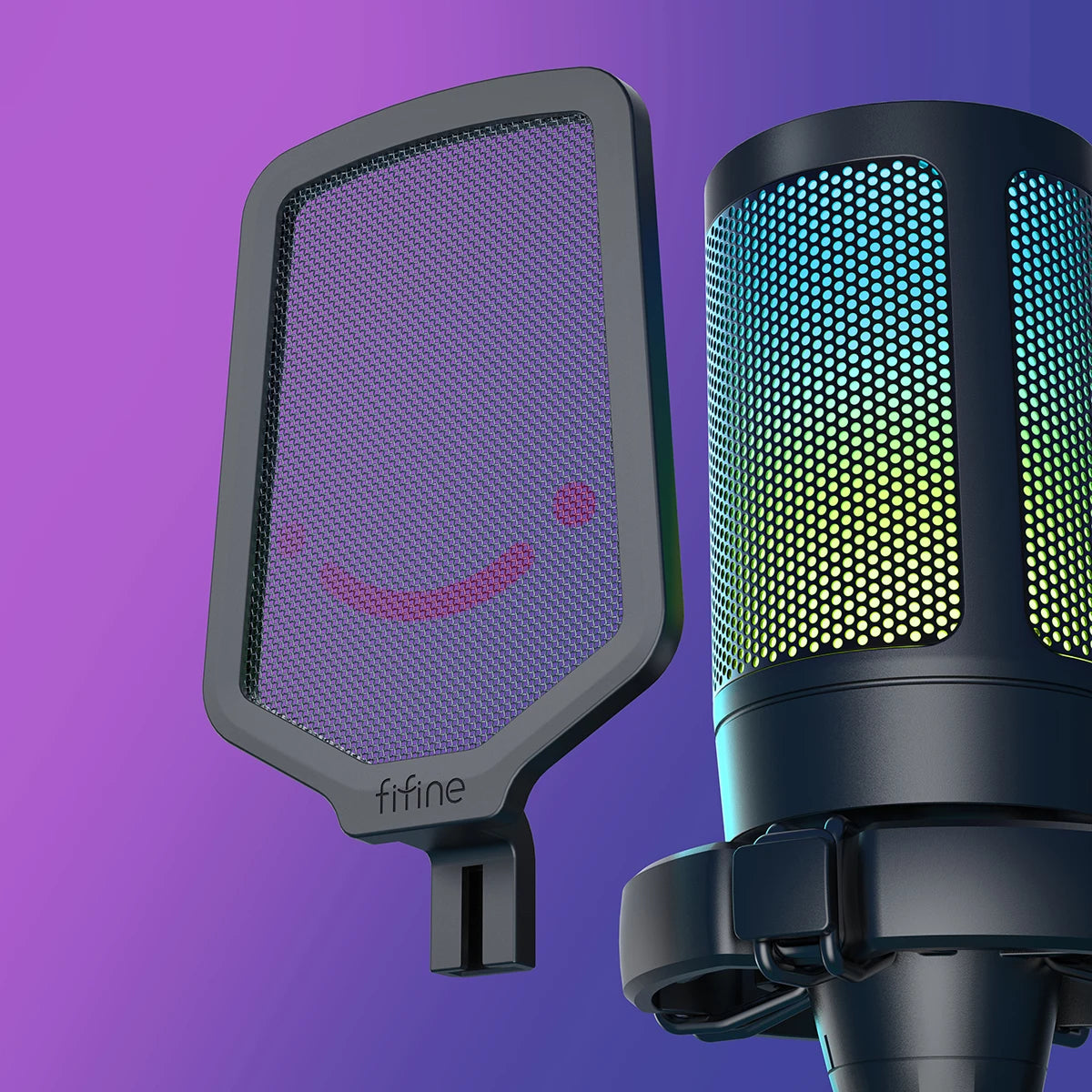 Original FIFINE Ampligame A6V USB Condenser Mic for PC, PS4/5, MAC - Pop Filter, Shock Mount, Gain Control