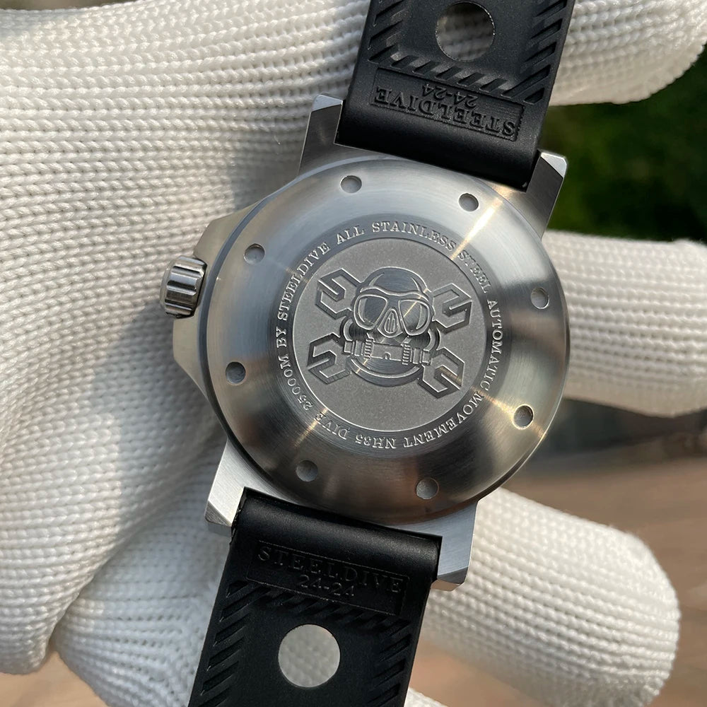 STEELDIVE SD1982 BGW9 Men's Dive Watch – 46.5mm, 25,000M Waterproof, Sapphire Glass & Ceramic Bezel