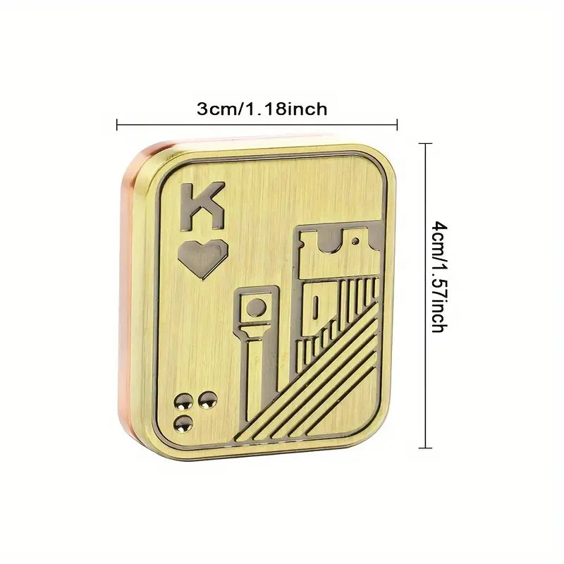 Metal Card Fidget Slider – Stress Relief EDC Push Toy for Adults, Poker & Spin Top Gift